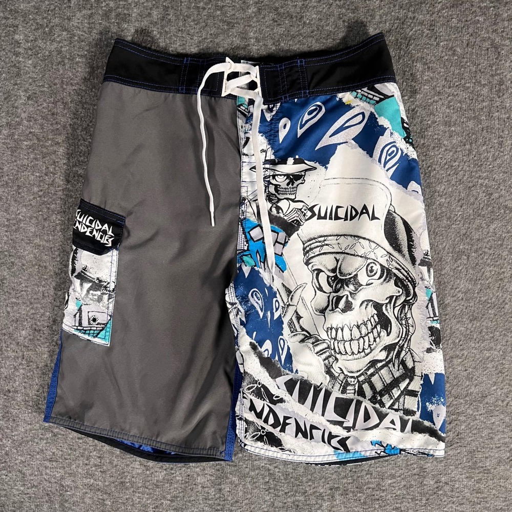 Vans Official Suicidal Tendencies Board Shorts Mens 30 Blue/Grey Punk Rock Rare